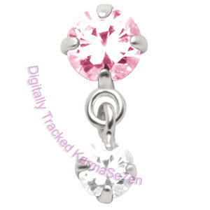 Jewelled - Pink-Crystal - Tragus Dangling Ear Stud